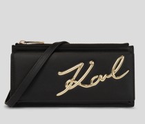 K/signature Crossbody-portemonnaie, Frau, Schwarz/gold