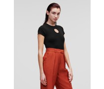 Bodysuit mit zier-ausschnitten, Frau, Schwarz