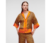 Pyjama-hemd mit Leoparden-print, Frau, Karl Leopard Orange