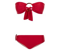 Padded Bandeau Bikini mit Ringen in rot