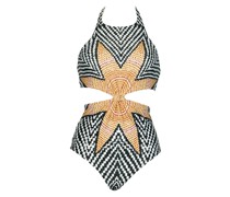 Monokini mit Frontknoten im Musterprint