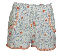 Seidenshort mit Perlenstickerei im print