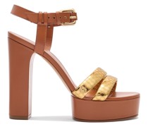 Atomium Betty Leather and Gold Platform Sandals