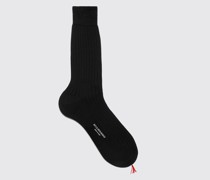Black Cotton Calf Socks