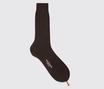 Dark Brown Cotton Calf Socks