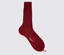 Red Cotton Calf Socks
