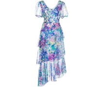Asymmetrisches Kleid mit Blumen-Print - Mehrfarbig