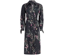 Hemdkleid mit Blumen-Print - Schwarz