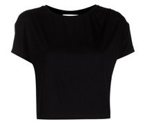 Cropped-T-Shirt mit rundem Ausschnitt - Schwarz