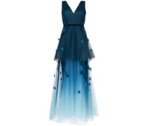 Abendkleid mit Muster - Blau