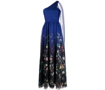 One-Shoulder-Robe mit Blumen-Print - Blau