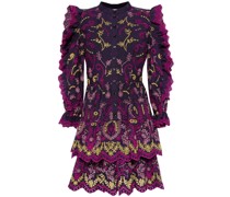 Kleid mit Blumenstickerei - Violett