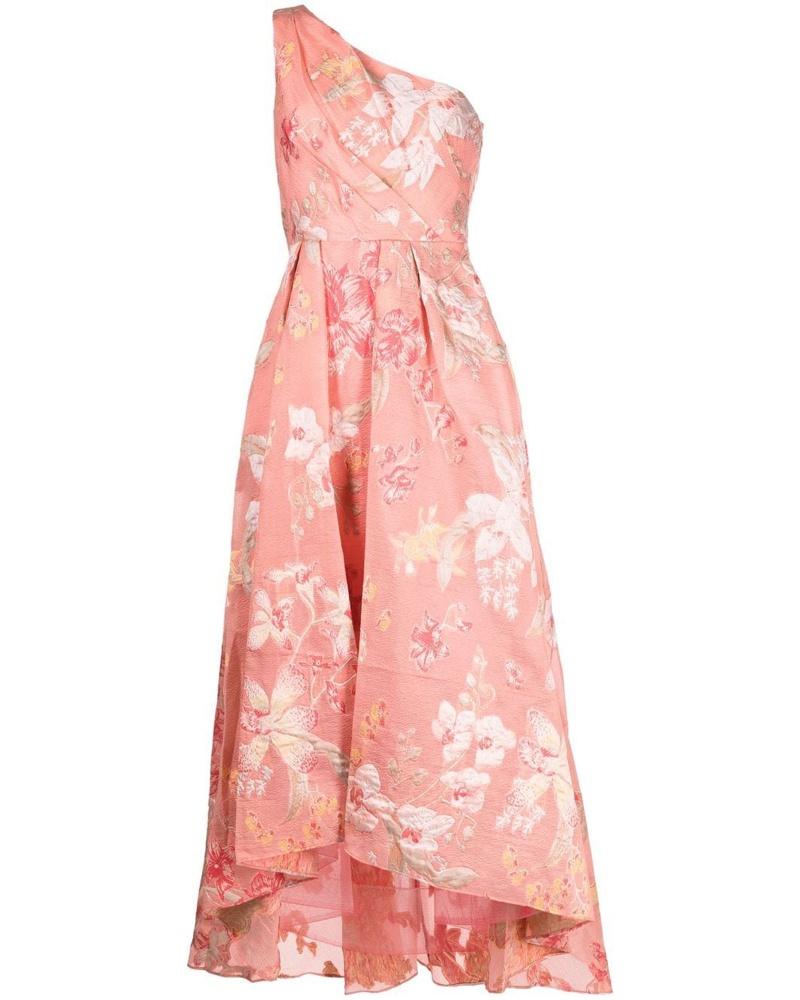 Marchesa Damen Asymmetrisches Kleid mit Blumenmuster Rosa