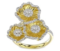 18kt Halo Flower Gelbgoldring mit Diamanten