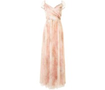 Kleid mit Blumen-Print - Nude