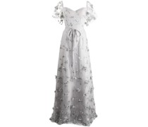 Portici Kleid mit Blumenstickerei - Grau