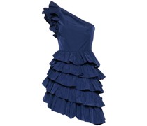 One-Shoulder-Minikleid mit Taft - Blau