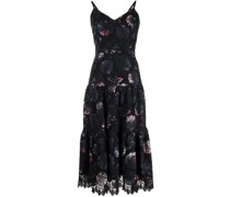 Midikleid mit Spitze - Schwarz