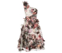 One-Shoulder-Kleid mit Blumen-Print - Mehrfarbig