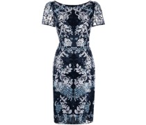 Minikleid mit Blumenstickerei - Blau