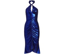 Neckholder-Kleid mit Raffung - Blau