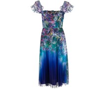 Midikleid mit eckigem Ausschnitt - Blau