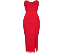 Schulterfreies Kleid mit Spitzendetail - Rot