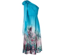 Faltenkleid mit Blumen-Print - Blau