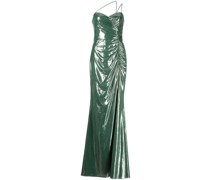 Asymmetrisches Kleid mit Raffungen - Grün