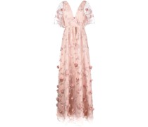 Abendkleid mit Blumenapplikation - Rosa