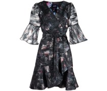 Wickelkleid mit Print - Schwarz