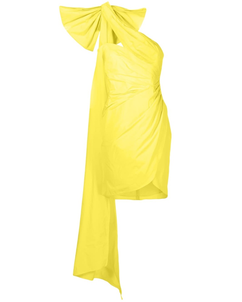 Marchesa Damen One-Shoulder-Minikleid Gelb