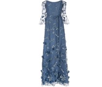 Cataria Abendkleid mit blumigen Applikationen - Blau