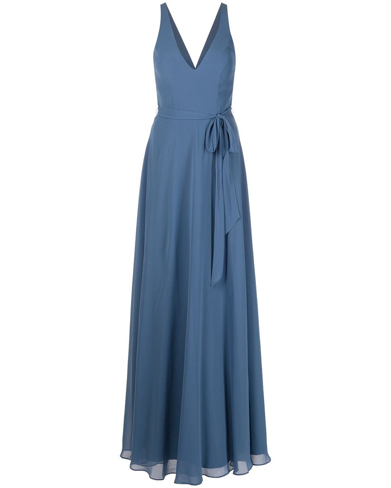 Marchesa Damen Geschnürtes Abendkleid mit V-Ausschnitt Blau