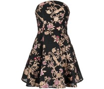 Kleid mit floraler Stickerei - Schwarz