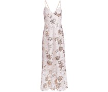 Midikleid mit Blumenstickerei - Weiß