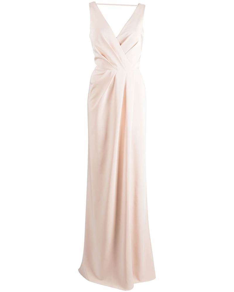 Marchesa Damen Bodenlange Robe mit Drapierung Rosa