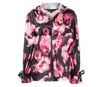 Hoodie mit Blumen-Print - Schwarz