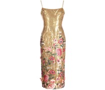 Kleid mit Blumenstickerei - Gold