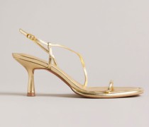 Sandaletten mit Metallischem Finish in Gold, Myloh, Leder
