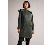 Oversized Parka mit Militärischen Details in Khaki, Sunniah
