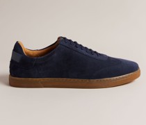 Niedrige Sneaker aus Leder in Marine, Evrens