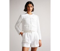 Gekürzte Cargo-Jacke in Weiß, Alera, Baumwolle