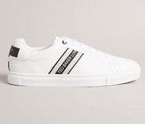 Leder-Sneaker mit Gewobenem Detail in Weiß, Trilobw