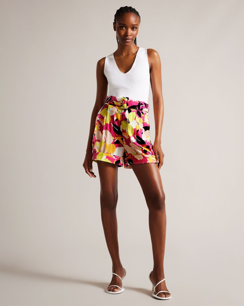 Ted Baker Damen Shorts mit Abstraktem Muster in Hellrosa Thiana