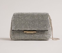 Geraffte Mini-Handtasche in Silber, Gliters