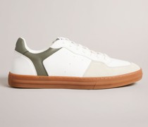 Sneaker aus Leder und Velours in Dunkelgrün, Barkerl