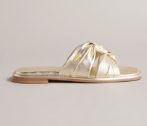 Sandalen mit Knotendetail in Gold, Ashiyu, Leder