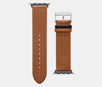 Geprägtes Apple Watch Uhrenband in Hellbraun, Carbom, Leder