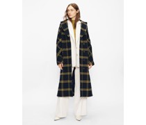 Brushed Wool Check Belted Coat